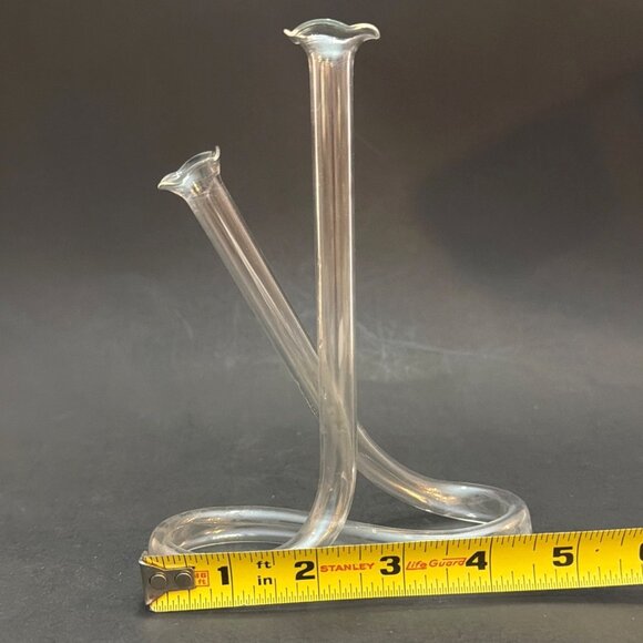 VTG MCM Hand Blown Bud Propagation Vase Glass Double Twisted Tube Infinity Loop - Picture 3 of 10